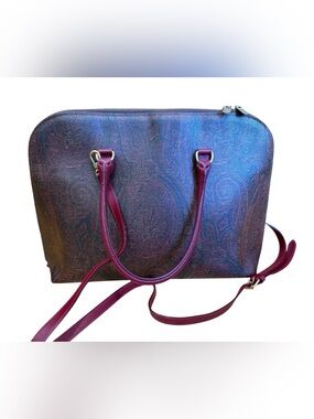 Etro Milano Paisley-Embossed Large Satchel Bag, Crossbody strap